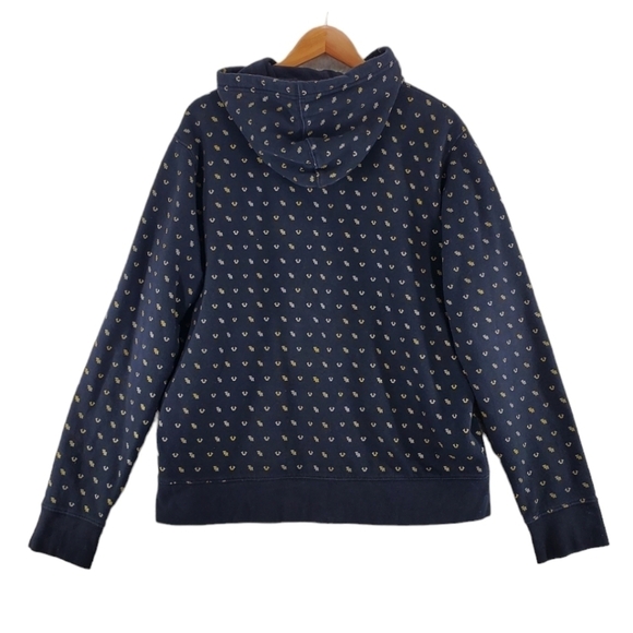 True Religion Hoodie Mens XL Black Gold Sweatshirt Monogram Pullover Streetwear - Picture 5 of 13